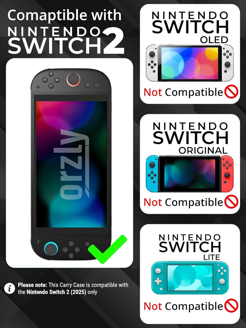Orzly Case Compatible with Nintendo Switch 2 Protective Carry Case (2025 Model) with Screen Padding, Game Card microSD Pockets for Console and Accessories Screen Size 7.9" - Gift Boxed - Image 2
